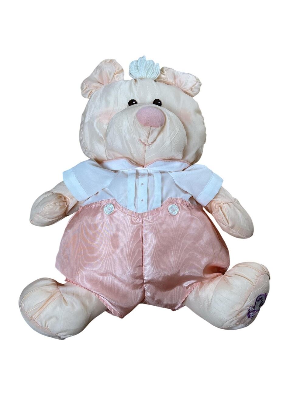 Plush Bear Doll Pink Romper White Shirt Stuffed Toy Cute Collectible Nursery